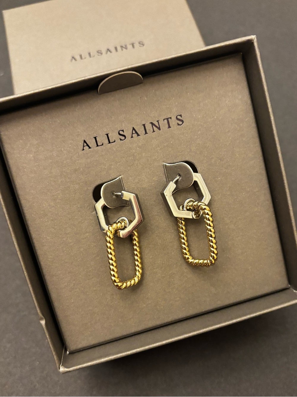 ALL SAINTS NWT Hex Rope Drop Earrings - Picture 2 of 5
